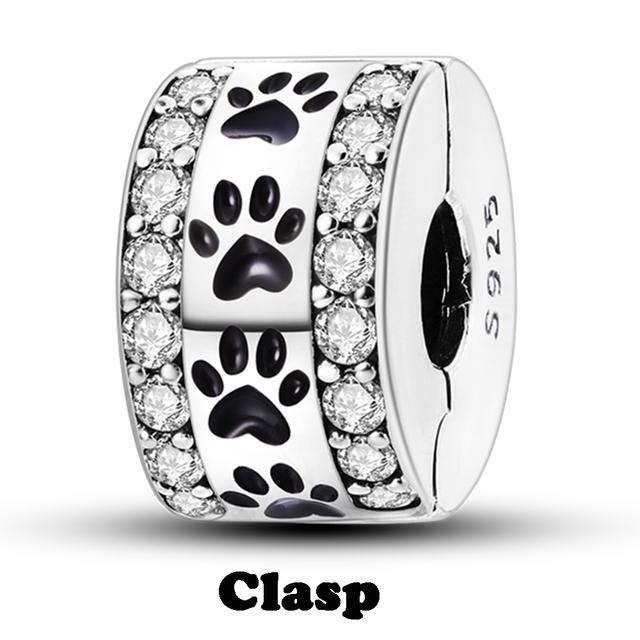 Sicherheitskettenverschluss aus 925er-Sterlingsilber mit CZ-Pflaster-Clip-Charms, Gänseblümchen-Perlen, passend für Halsketten, Armbänder, Schmuck für Frauen von Joom DACH