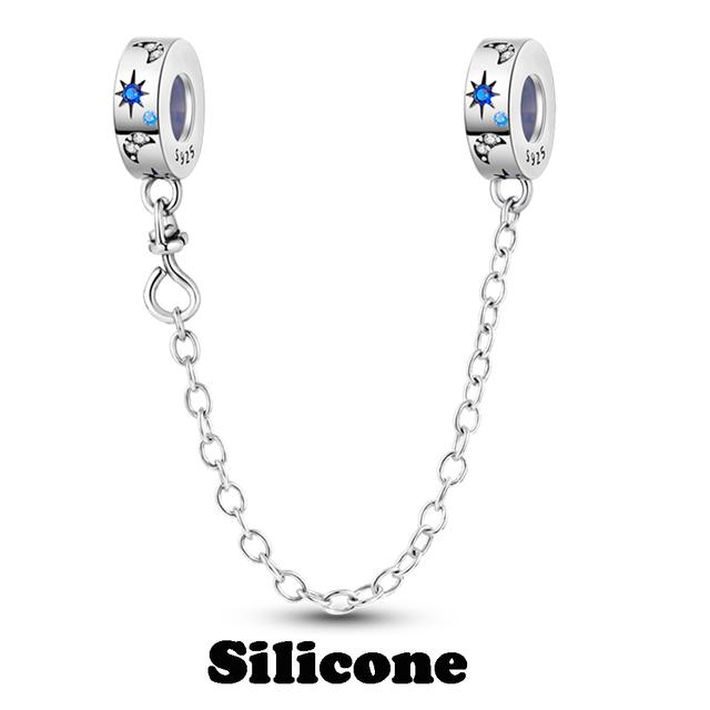 Sicherheitskettenverschluss aus 925er-Sterlingsilber mit CZ-Pflaster-Clip-Charms, Gänseblümchen-Perlen, passend für Halsketten, Armbänder, Schmuck für Frauen von Joom DACH