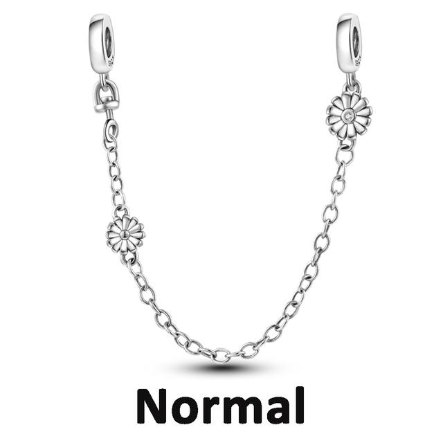 Sicherheitskettenverschluss aus 925er-Sterlingsilber mit CZ-Pflaster-Clip-Charms, Gänseblümchen-Perlen, passend für Halsketten, Armbänder, Schmuck für Frauen von Joom DACH