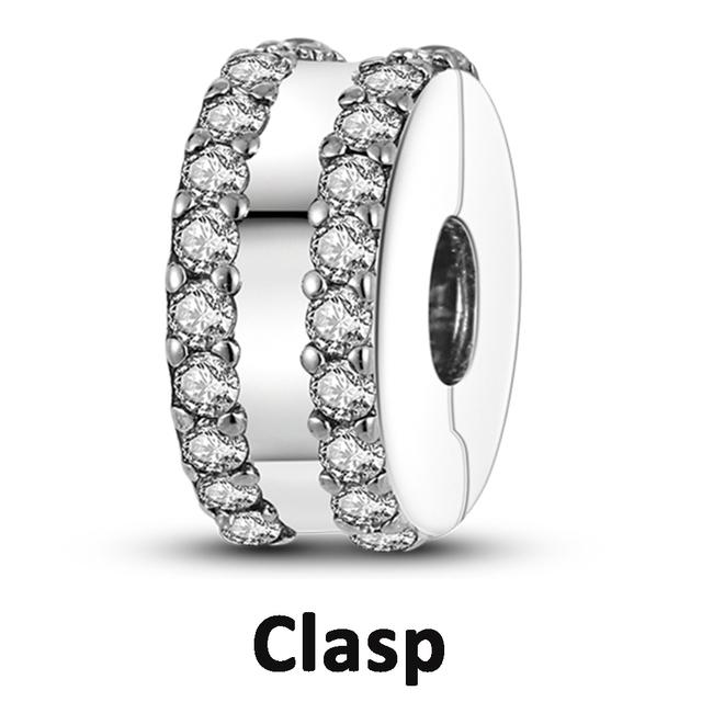 Sicherheitskettenverschluss aus 925er-Sterlingsilber mit CZ-Pflaster-Clip-Charms, Gänseblümchen-Perlen, passend für Halsketten, Armbänder, Schmuck für Frauen von Joom DACH