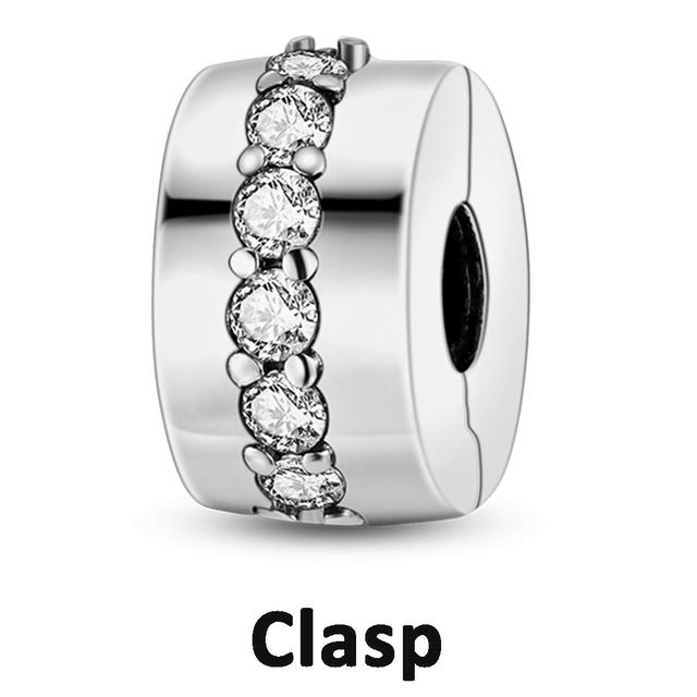 Sicherheitskettenverschluss aus 925er-Sterlingsilber mit CZ-Pflaster-Clip-Charms, Gänseblümchen-Perlen, passend für Halsketten, Armbänder, Schmuck für Frauen von Joom DACH