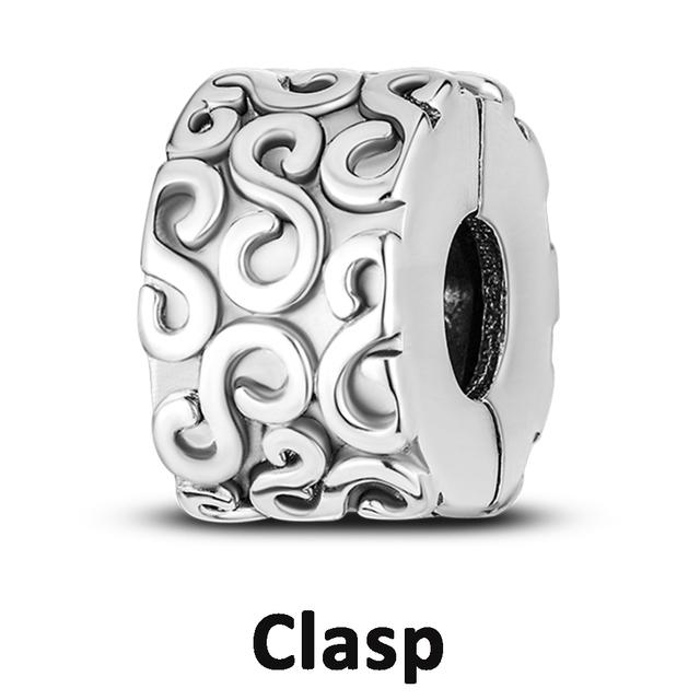 Sicherheitskettenverschluss aus 925er-Sterlingsilber mit CZ-Pflaster-Clip-Charms, Gänseblümchen-Perlen, passend für Halsketten, Armbänder, Schmuck für Frauen von Joom DACH