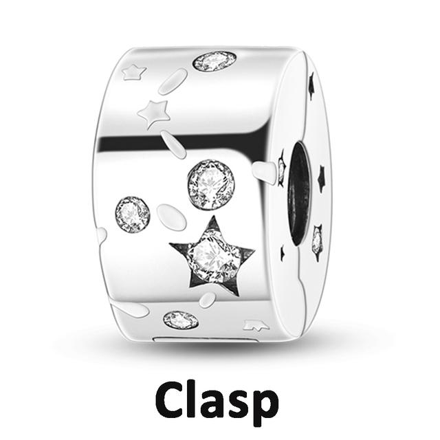 Sicherheitskettenverschluss aus 925er-Sterlingsilber mit CZ-Pflaster-Clip-Charms, Gänseblümchen-Perlen, passend für Halsketten, Armbänder, Schmuck für Frauen von Joom DACH