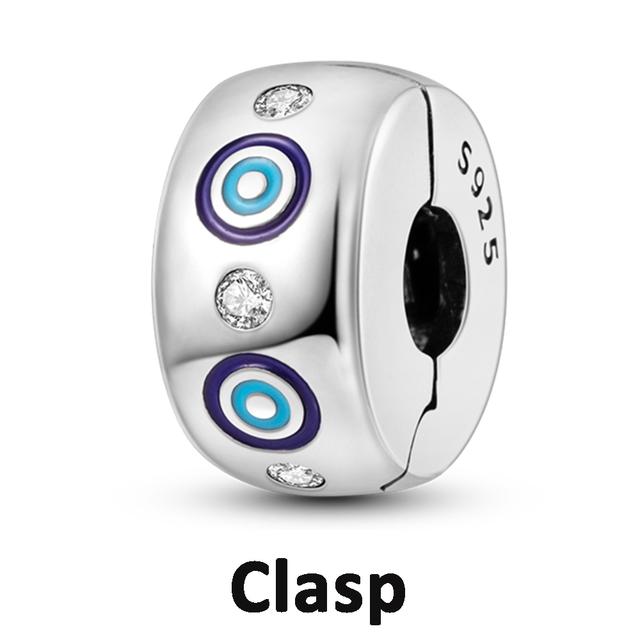 Sicherheitskettenverschluss aus 925er-Sterlingsilber mit CZ-Pflaster-Clip-Charms, Gänseblümchen-Perlen, passend für Halsketten, Armbänder, Schmuck für Frauen von Joom DACH