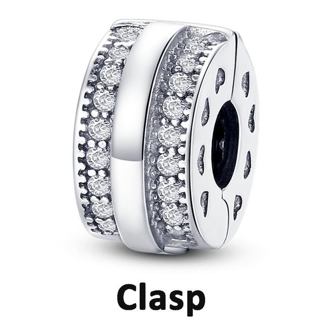 Sicherheitskettenverschluss aus 925er-Sterlingsilber mit CZ-Pflaster-Clip-Charms, Gänseblümchen-Perlen, passend für Halsketten, Armbänder, Schmuck für Frauen von Joom DACH