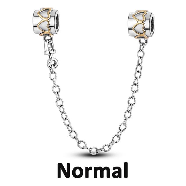 Sicherheitskettenverschluss aus 925er-Sterlingsilber mit CZ-Pflaster-Clip-Charms, Gänseblümchen-Perlen, passend für Halsketten, Armbänder, Schmuck für Frauen von Joom DACH