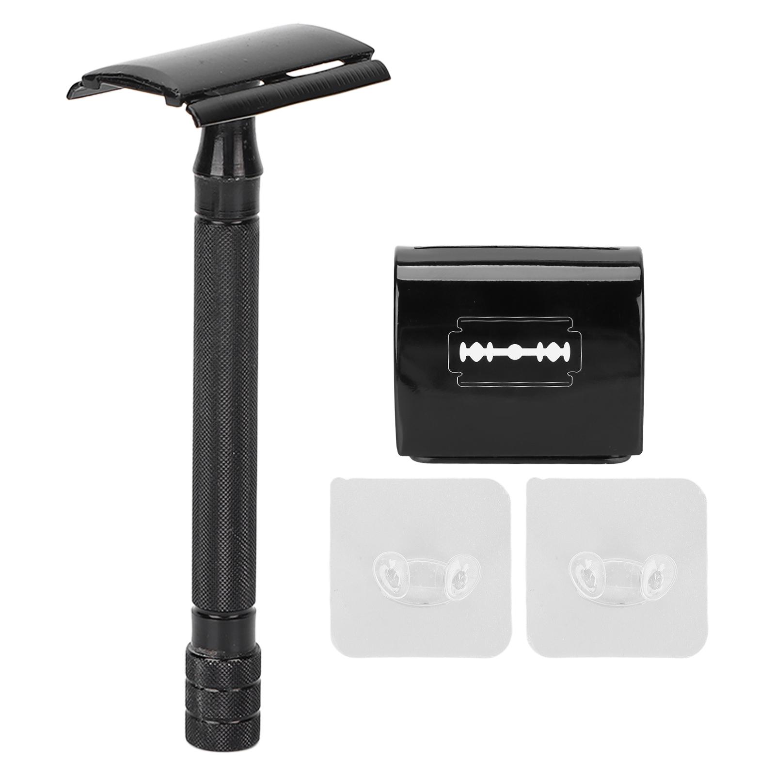 Sicherheitsrasierer mit langem Griff und doppelter Klinge, Metall, manuell, Sicherheitsrasierer für Männer, Rasierer ohne Klinge von Joom DACH