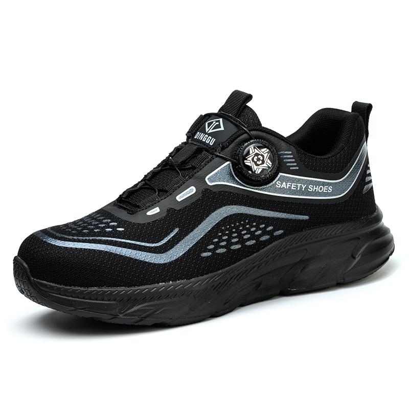 Sicherheitsschuhe mit drehbarem Knopf für die Arbeit, Herren-Turnschuhe, Anti-Smashing- und Anti-Piercing-Sicherheitsstiefel, Schutzschuhe mit Stahlkappe 39 schwarz von Joom DACH