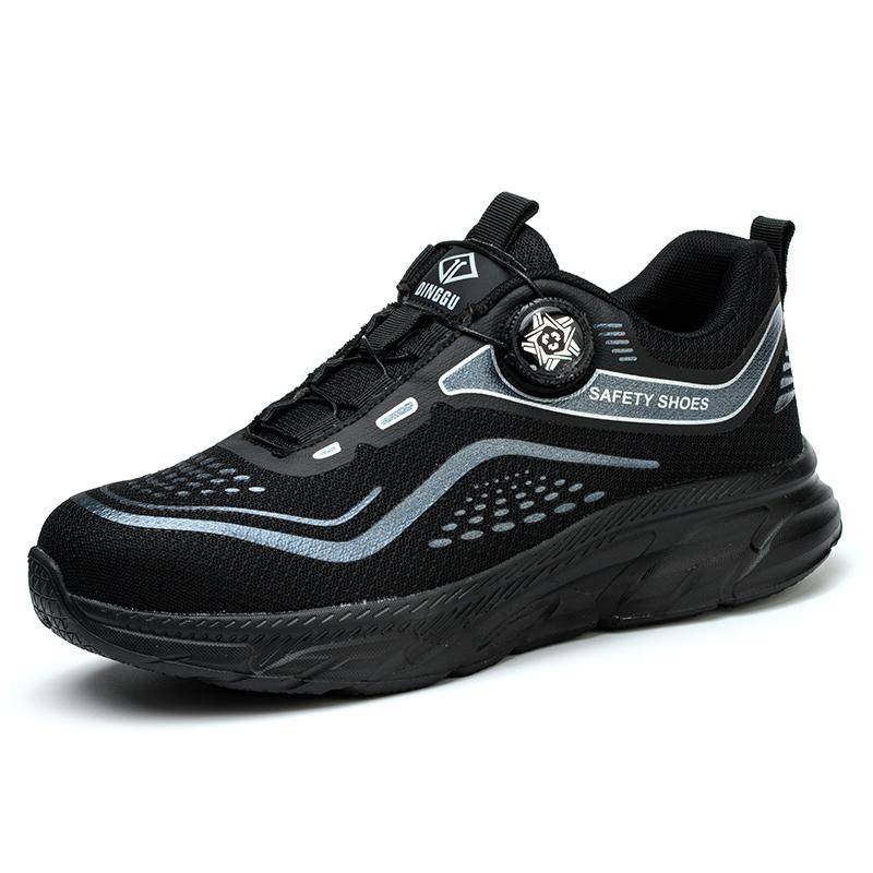 Sicherheitsschuhe mit drehbarem Knopf für die Arbeit, Herren-Turnschuhe, Anti-Smashing- und Anti-Piercing-Sicherheitsstiefel, Schutzschuhe mit Stahlkappe 39 schwarz von Joom DACH