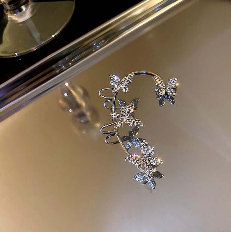 Silber Farbe Strass Schmetterling Ohr Clips Ohne Piercing Für Frauen Funkelnden Zirkonia Ohr Manschette Cilp Ohrringe Hochzeit Schmuck left von Joom DACH