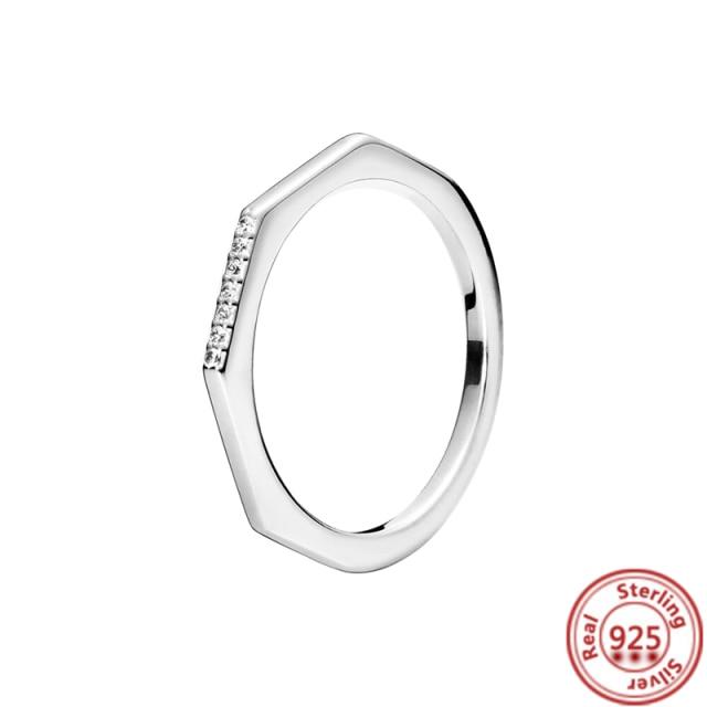 Silberfarbene Ringe im Stil einer Blume, Feder, Perlen, Herz, Mond, Pavé, funkelnde Ringe für Damen, 925er Silberschmuck 9 von Joom DACH