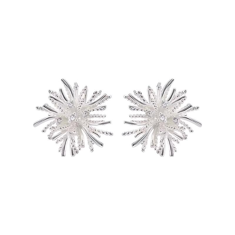 Silberne Feuerwerk Ohrstecker Damen Sommer High-End Ohrringe Nischendesign Leichter Luxus Temperament Ohrringe L von Joom DACH