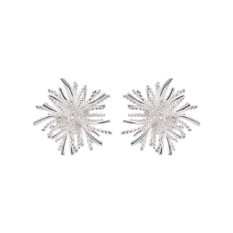 Silberne Feuerwerk Ohrstecker Damen Sommer High-End Ohrringe Nischendesign Leichter Luxus Temperament Ohrringe L von Joom DACH