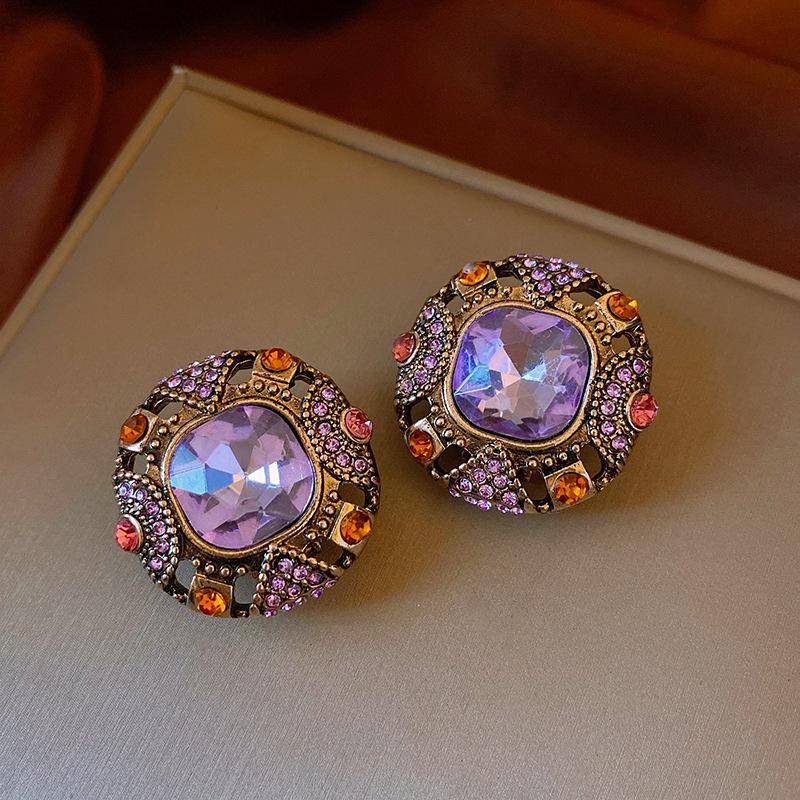 Silberne Nadel Diamant Ohrringe Retro Leichter Luxus High-End Ohrstecker Nische Retro Ohrringe Frauen von Joom DACH