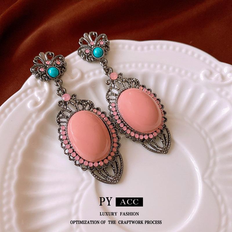 Silberne Nadel Diamant Ohrringe Retro Leichter Luxus High-End Ohrstecker Nische Retro Ohrringe Frauen von Joom DACH