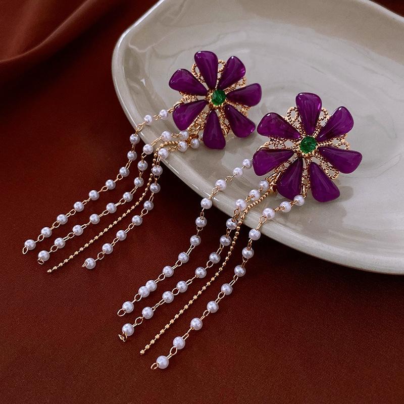 Silberne Nadel Diamant Ohrringe Retro Leichter Luxus High-End Ohrstecker Nische Retro Ohrringe Frauen von Joom DACH