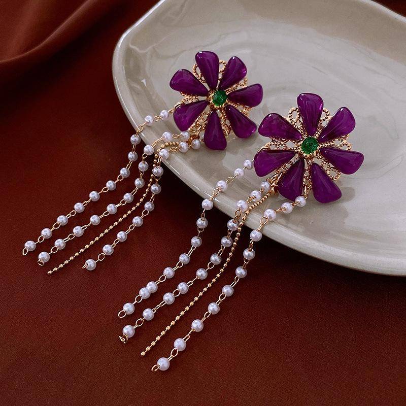 Silberne Nadel Diamant Ohrringe Retro Leichter Luxus High-End Ohrstecker Nische Retro Ohrringe Frauen von Joom DACH