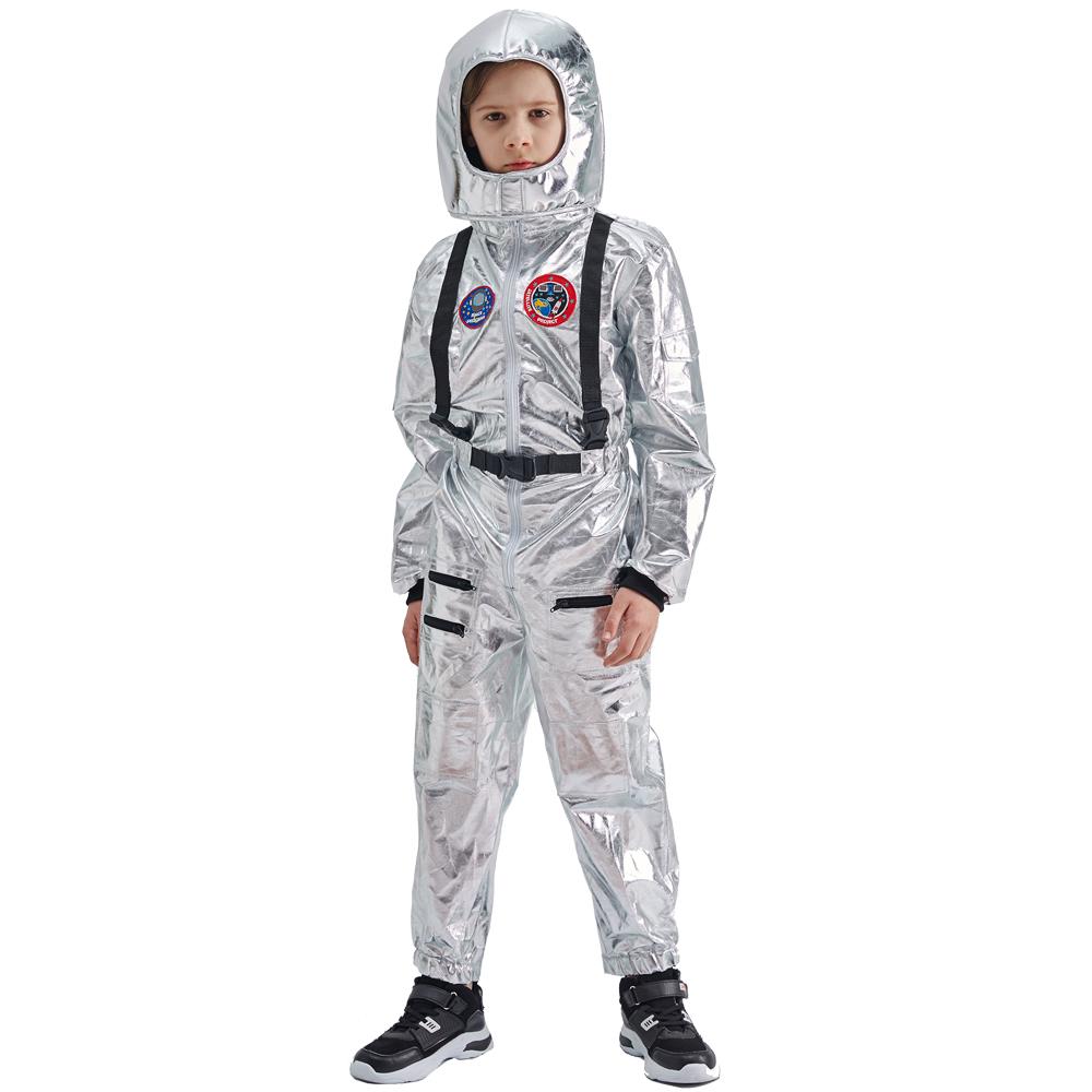 Silberner Raumfahrer-Overall für Jungen, Astronauten-Kostüm für Kinder, Halloween, Cosplay, Kinder, Pilot, Karneval, Party, Kostüm L von Joom DACH