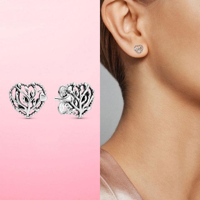 Silberohrringe Echt 925 Sterling Silber Asymmetrische Herz Creolen für Frauen Mode Silber Ohrring Schmuck Geschenk von Joom DACH