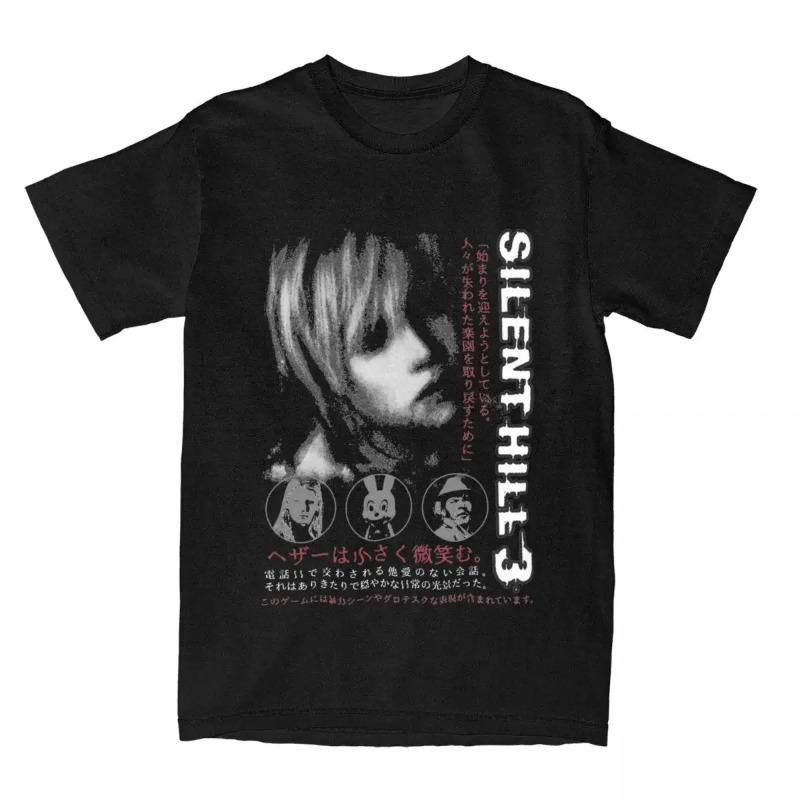 Silent Hill Herren T-Shirt Horror Spiel Spaß T-Shirt Kurzarm Rundhals T-Shirt Polyester Vintage Lässige Übergröße T-Shirts Herren M schwarz von Joom DACH