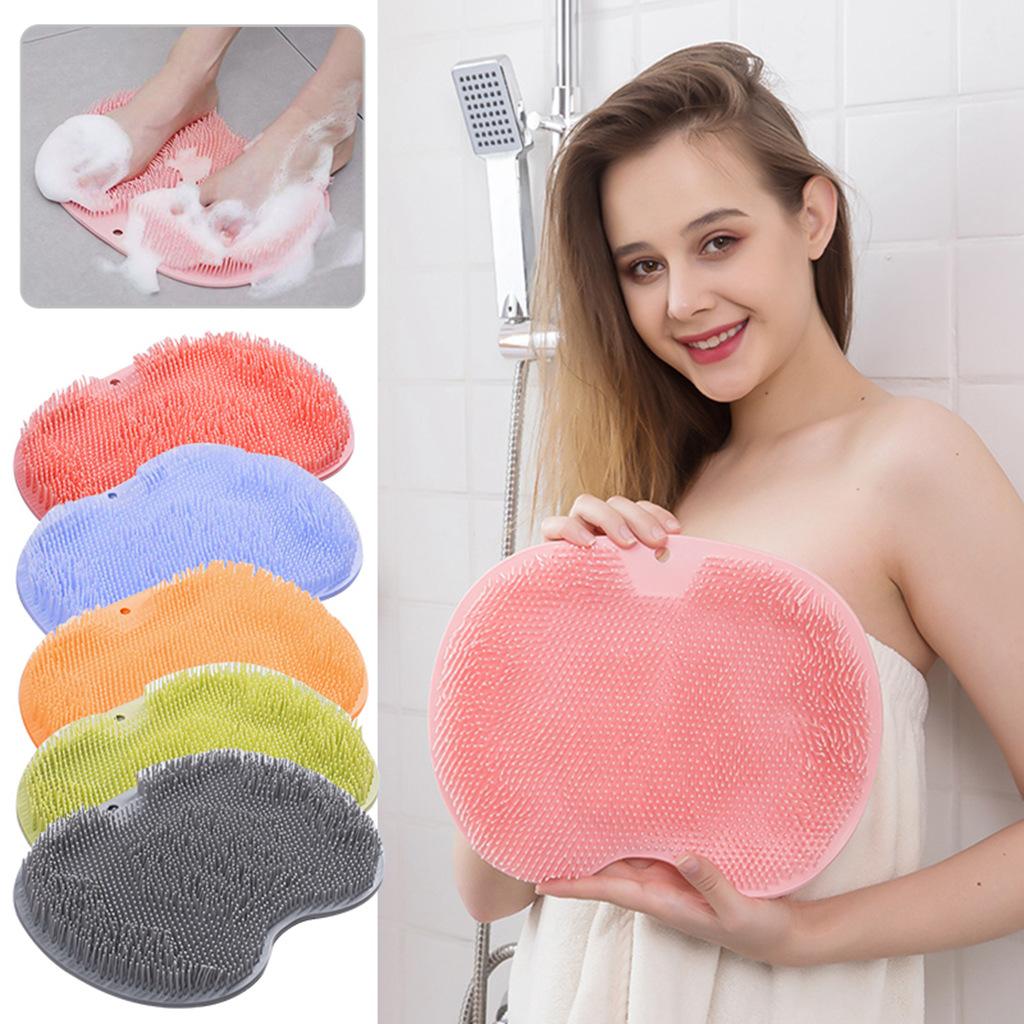Silikon-Fußmassage-Pad, Duschmatte, rutschfestes Fußwaschpad, zum Aufkleben auf die Wandoberfläche, Körperreinigungswerkzeug, Peeling-Rückenbürste graue von Joom DACH