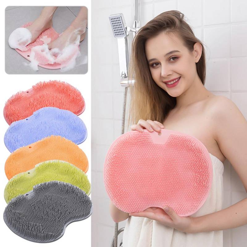 Silikon-Fußmassage-Pad, Duschmatte, rutschfestes Fußwaschpad, zum Aufkleben auf die Wandoberfläche, Körperreinigungswerkzeug, Peeling-Rückenbürste graue von Joom DACH