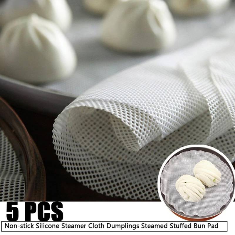 Silikon 5Pcs Restaurant Knödel Hause Brötchen Backen Kochen Werkzeug Dampfer Pad Dampfer Papier Mesh Matte 20cm von Joom DACH