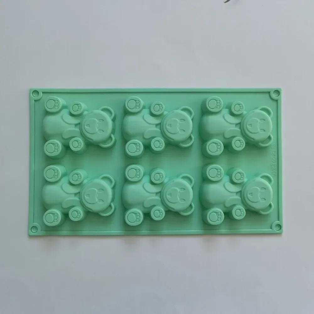 Silikon-Backform mit Bärenmotiv, Tier-Kuchen, Süßigkeiten, Gelee, Schokolade, Hase, Seife, Kerzenform, Eiswürfelschale, Geschenke für Kinder cyanblau von Joom DACH