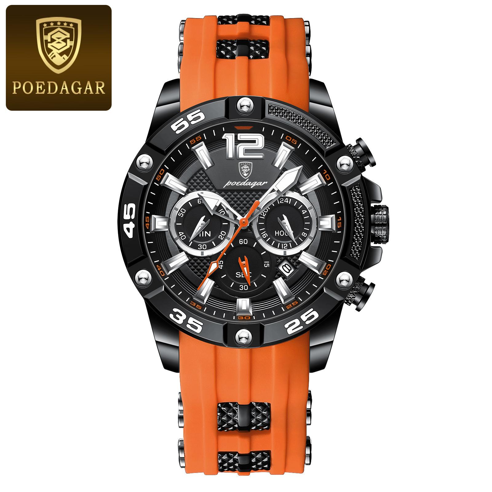 Silikon Casual Männer Uhr Luxus Wasserdicht Leucht Chronograph Datum Mann Armbanduhr Militär Quarz herren Uhren Hohe Qualität orange von Joom DACH