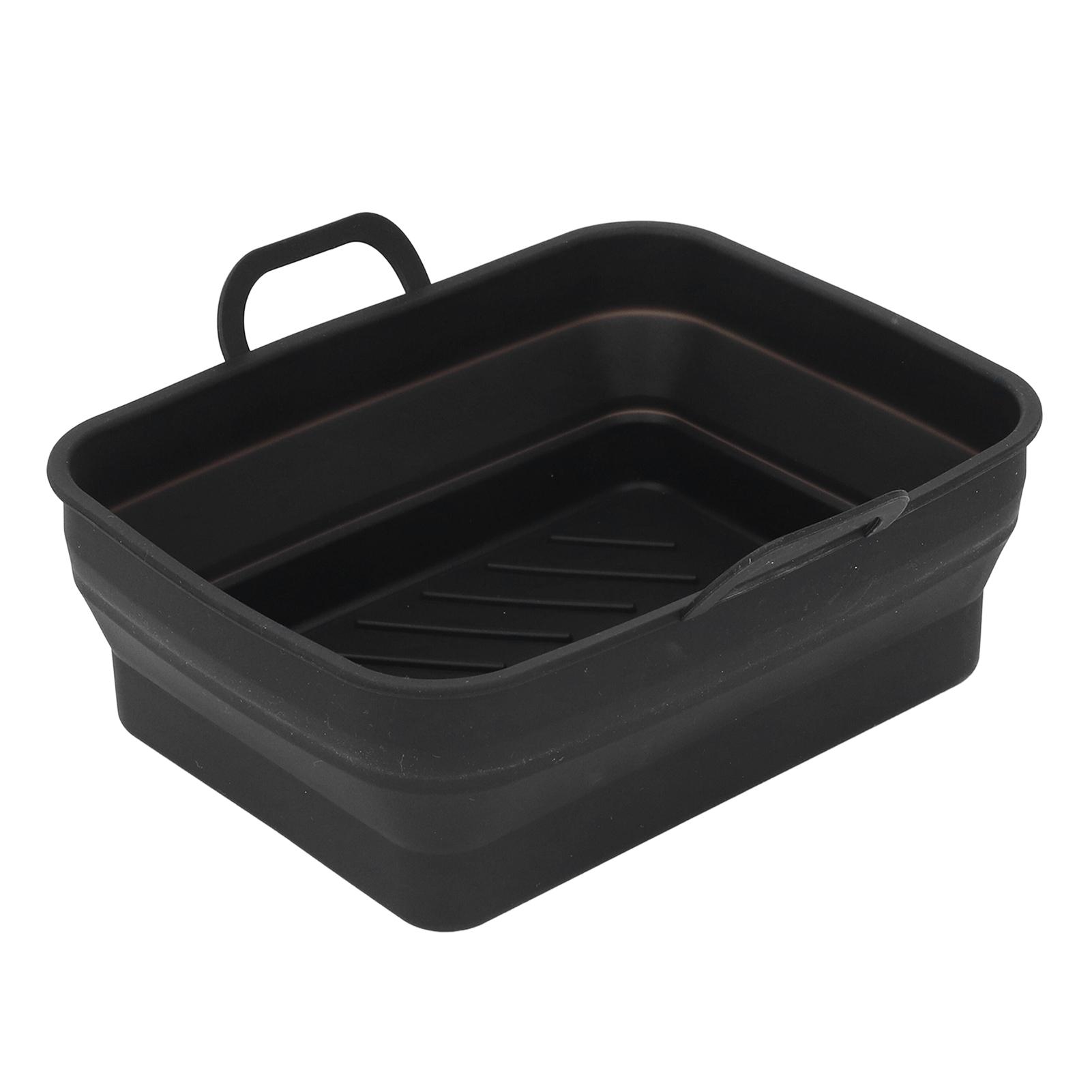 Silikon Heißluftfritteuse Topf Rechteckig Fritteusen Einlage Tablett Ersatz für Küchen Kochzubehör schwarz von Joom DACH
