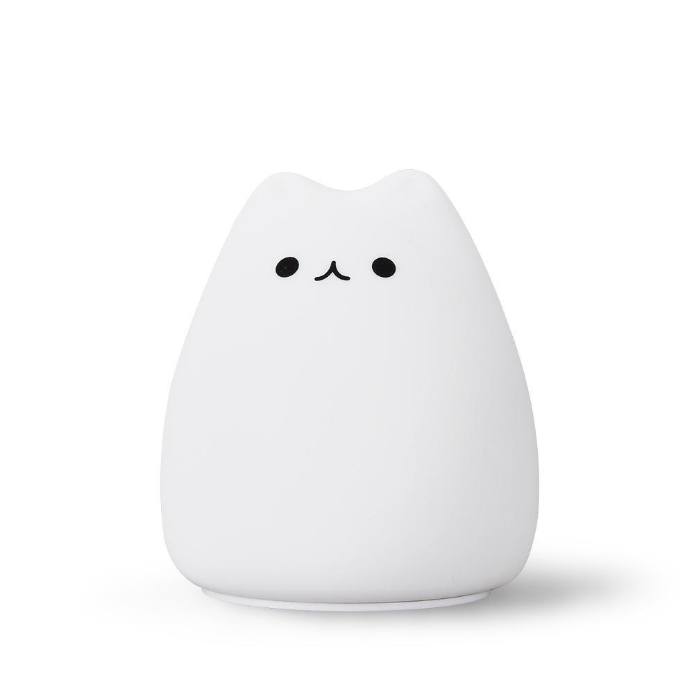 Silikon-Touch-Sensor-LED-Nachtlicht für Kinder, Babys, Kinder, 7 Farben, 2 Modi, Katze, LED, USB, LED-Nachtlampe style A von Joom DACH