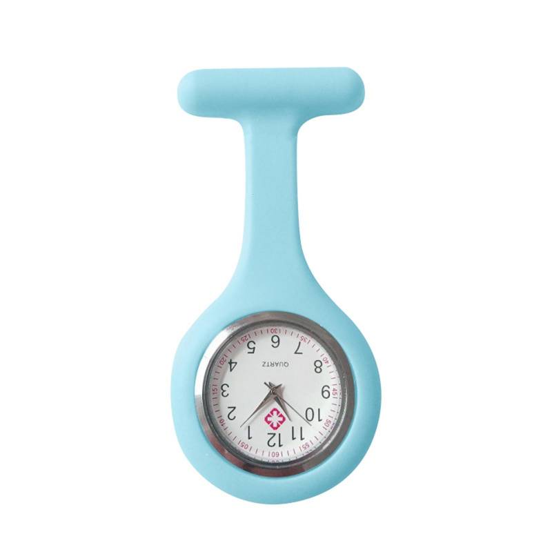 Silikon-Uhr-Brosche-Tunika-Taschenuhr mit kostenloser Batterie One Size hellblaue von Joom DACH