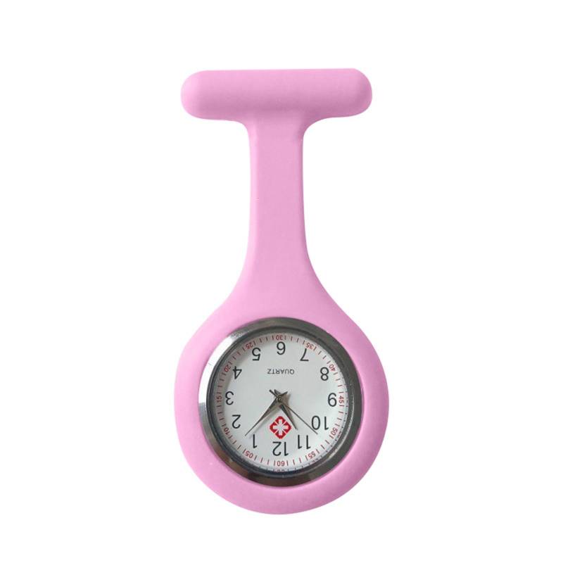Silikon-Uhr-Brosche-Tunika-Taschenuhr mit kostenloser Batterie One Size rosa von Joom DACH