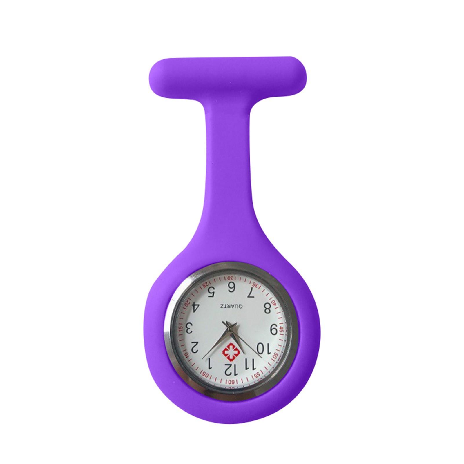 Silikon-Uhr-Brosche-Tunika-Taschenuhr mit kostenloser Batterie One Size violett von Joom DACH