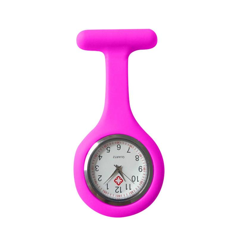 Silikon-Uhr-Brosche-Tunika-Taschenuhr mit kostenloser Batterie One Size heißes rosa von Joom DACH