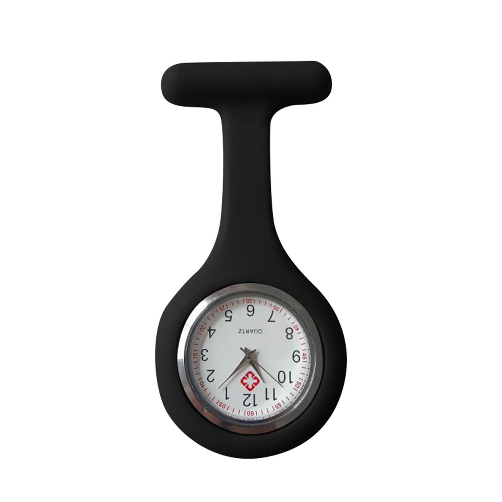Silikon-Uhr-Brosche-Tunika-Taschenuhr mit kostenloser Batterie One Size schwarz von Joom DACH