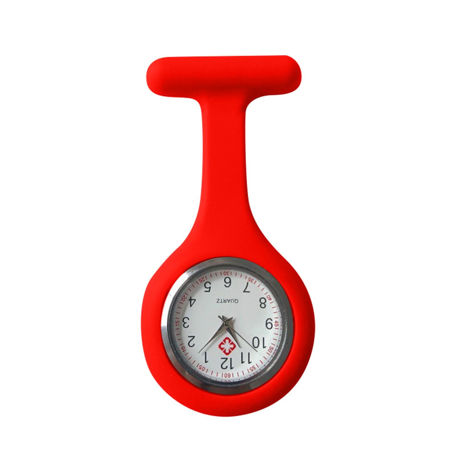 Silikon-Uhr-Brosche-Tunika-Taschenuhr mit kostenloser Batterie One Size rot von Joom DACH