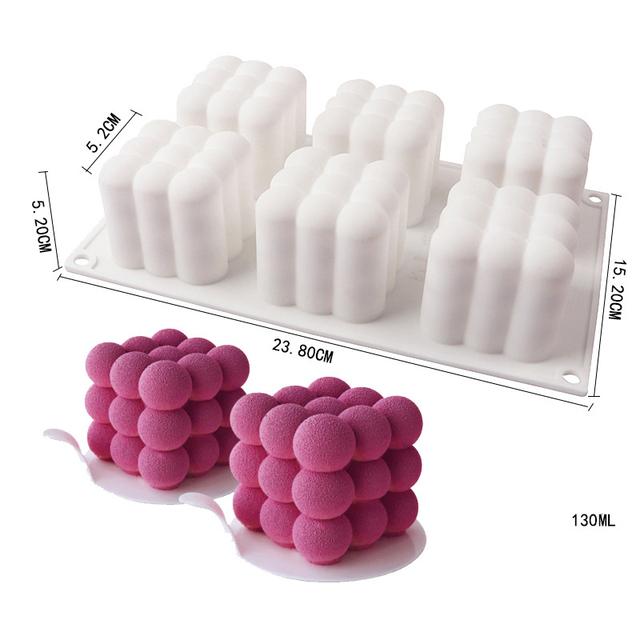 Silikonform für Gebäck, 3D-Kuchendesign, Mini-Cupcake-Mousse-Muffin-Herz-Blase, quadratische Backform von Joom DACH