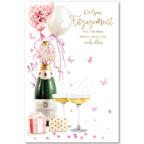 Simon Elvin Grußkarte zur Verlobung mit einer Champagnerflasche (Packung mit 6) One Size weiß von Joom DACH