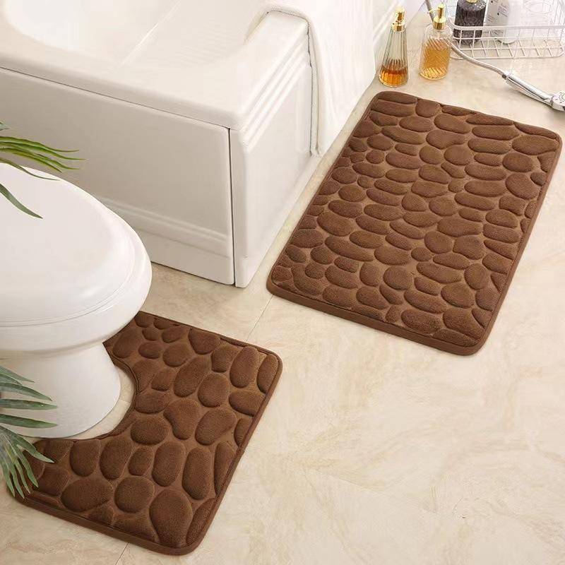 Simple Pebble Memory Sponge U-förmige Bodenmatte WC Zweiteiliges Set Badezimmer Saugfähige Anti-Rutsch-Teppich-Bodenmatte 40*60cm von Joom DACH