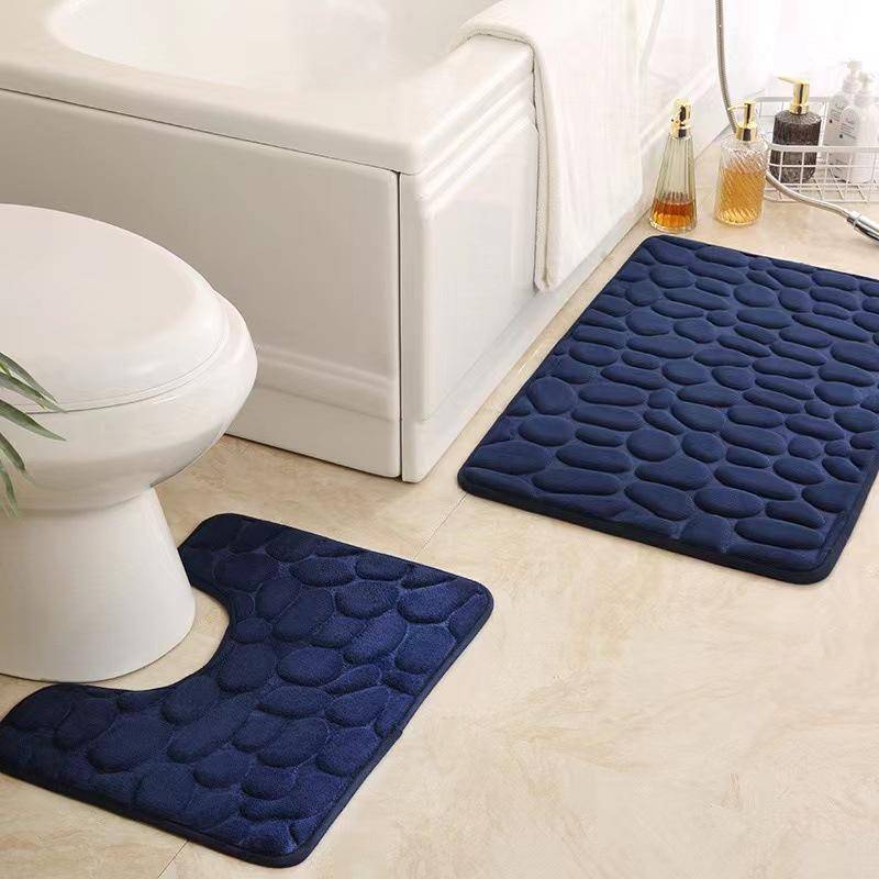 Simple Pebble Memory Sponge U-förmige Bodenmatte WC Zweiteiliges Set Badezimmer Saugfähige Anti-Rutsch-Teppich-Bodenmatte 40*60cm von Joom DACH