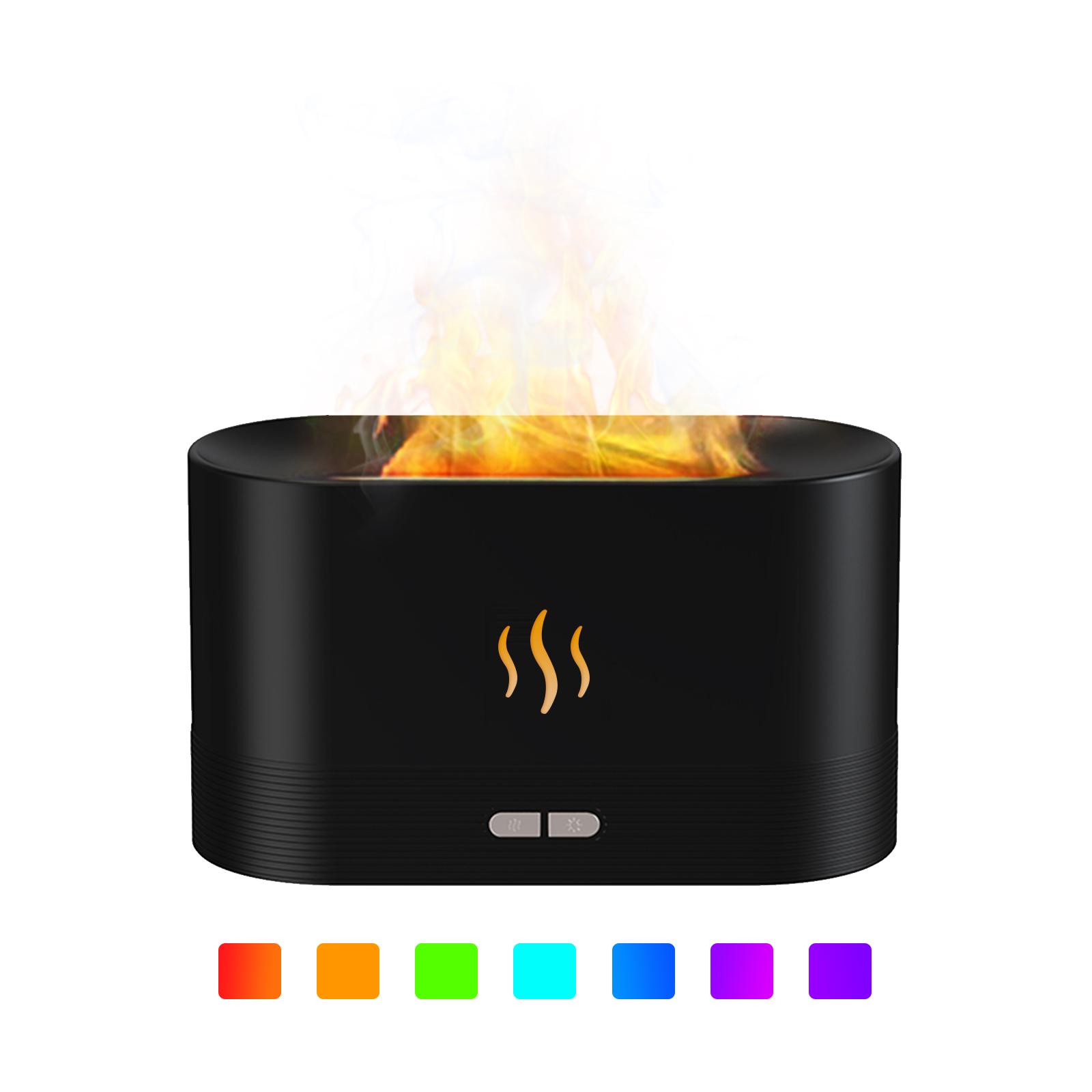 Simulation Flammennebel-Luftbefeuchter mit 7-Farben-Nachtlicht, Aromatherapie-Diffusor für ätherische Öle, leise schwarz von Joom DACH