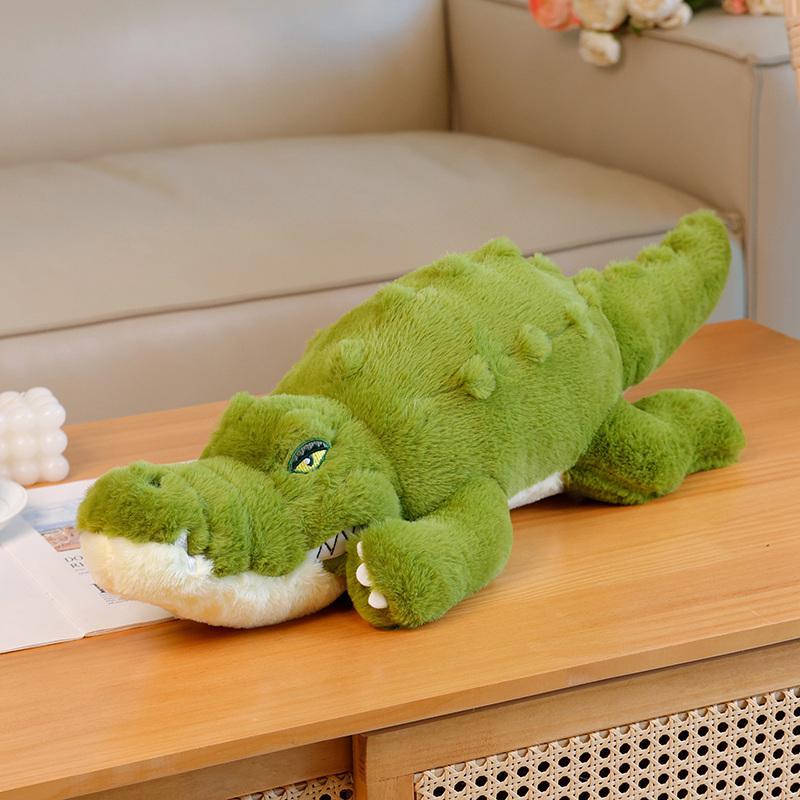 Simulation Großes weiches Krokodil-Plüschtier, flauschiges, voll ausgestopftes Tierkissen, grünes Riesen-Alligator-Sofakissen, Kindergeburtstagsgeschenk 70cm grün von Joom DACH