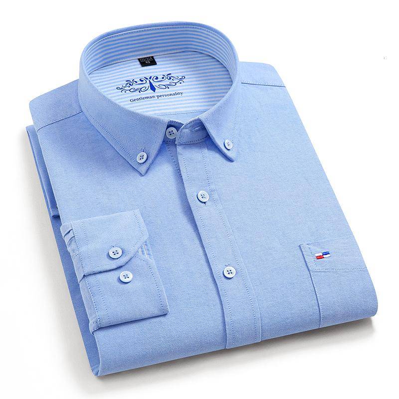 Sinwoyan Reine Baumwolle Oxford Solide Langarm Herren Freizeithemden Freizeit Gute Qualität mit Brusttasche 40 von Joom DACH