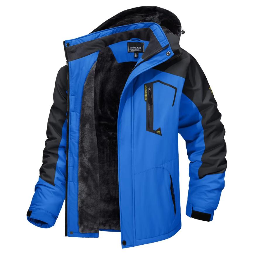 Ski- und Snowboardparka für den Winter, Fleecefutter, Bergjacken, Wanderjacken für Herren, Outdoor, Mäntel mit abnehmbarer Kapuze XXXL blau von Joom DACH
