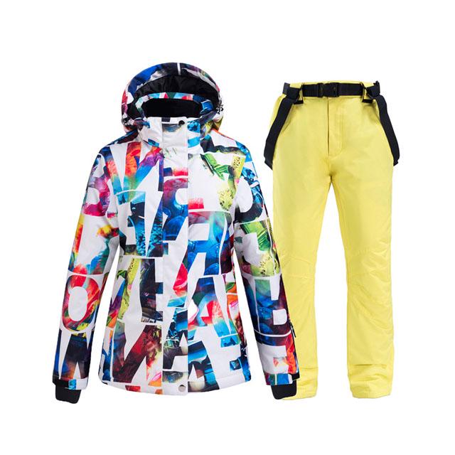 Skianzug für Damen, wasserdicht, winddicht, Snowboard-Jacke, Hosen-Set, dicker, warmer Schneemantel im Freien M von Joom DACH