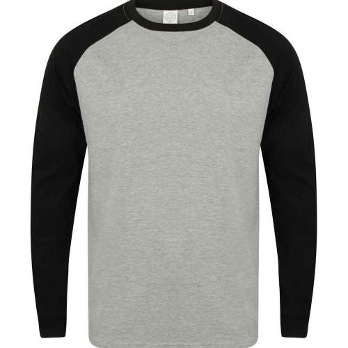 Skinni Fit Herren-Baseball-T-Shirt mit langen Ärmeln XL grau/schwarz von Joom DACH