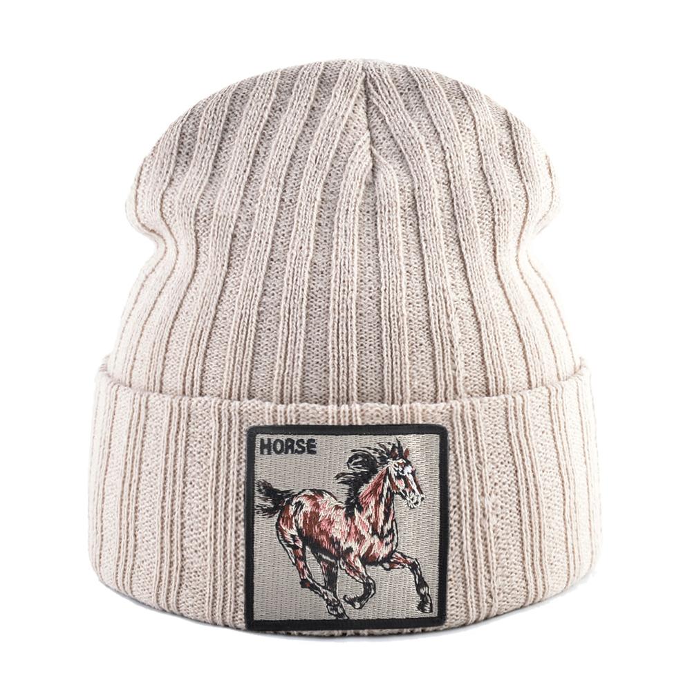 Skullies Beanies Frauen Herbst Winter Streetwear Stricken Mützen Hut Männer Gestrickte Einfarbig Motorhaube Gorras Mit Stickerei Patch Kappe von Joom DACH