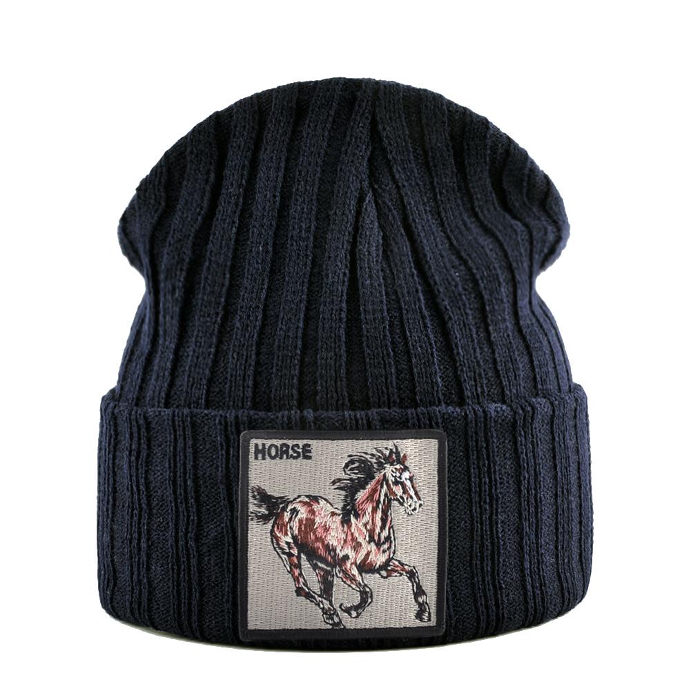 Skullies Beanies Frauen Herbst Winter Streetwear Stricken Mützen Hut Männer Gestrickte Einfarbig Motorhaube Gorras Mit Stickerei Patch Kappe von Joom DACH