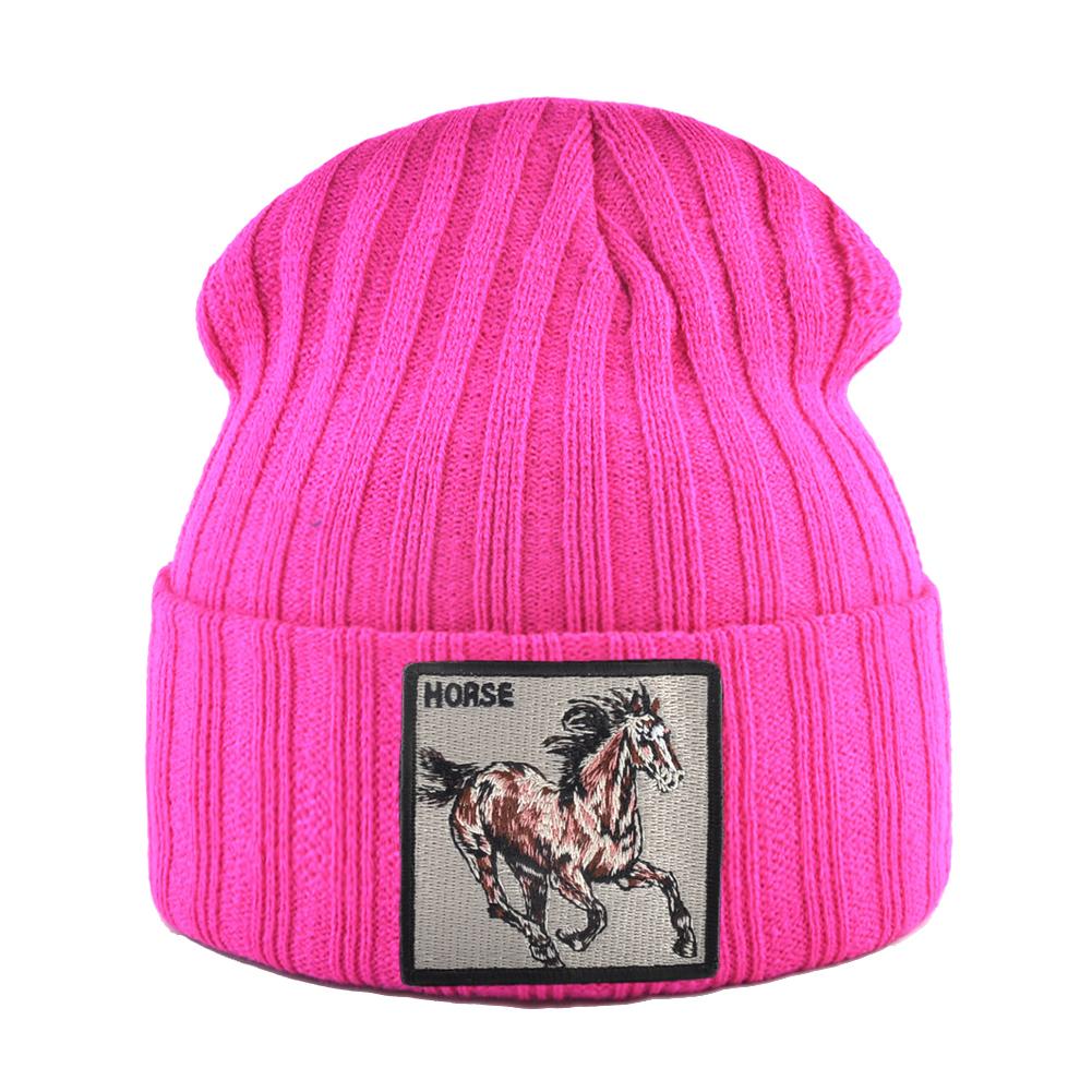 Skullies Beanies Frauen Herbst Winter Streetwear Stricken Mützen Hut Männer Gestrickte Einfarbig Motorhaube Gorras Mit Stickerei Patch Kappe von Joom DACH